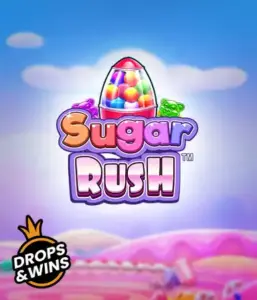 Изображение игрового автомата Sugar Rush от Pragmatic Play, показывающее волшебный мир конфет и сладостей. На переднем плане видны иконки в виде различных сладостей, окруженные сладкой атмосферой. В верхней части расположен название слота Sugar Rush, подчеркивающий тематику слота.